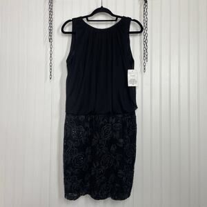 NWT Jackie Jon Women Black Sleeveless Blouson Mini Cocktail Party Dress Size 12